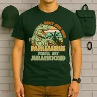 Funny Papa Don't Mess With Papasaurus T-Shirt thumb 6