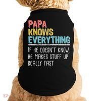 Funny Papa Knows Everything Doggie Tank thumb 0