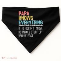 Funny Papa Knows Everything USA-Made Doggie Bandana thumb 0