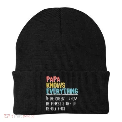 Funny Papa Knows Everything Beanie