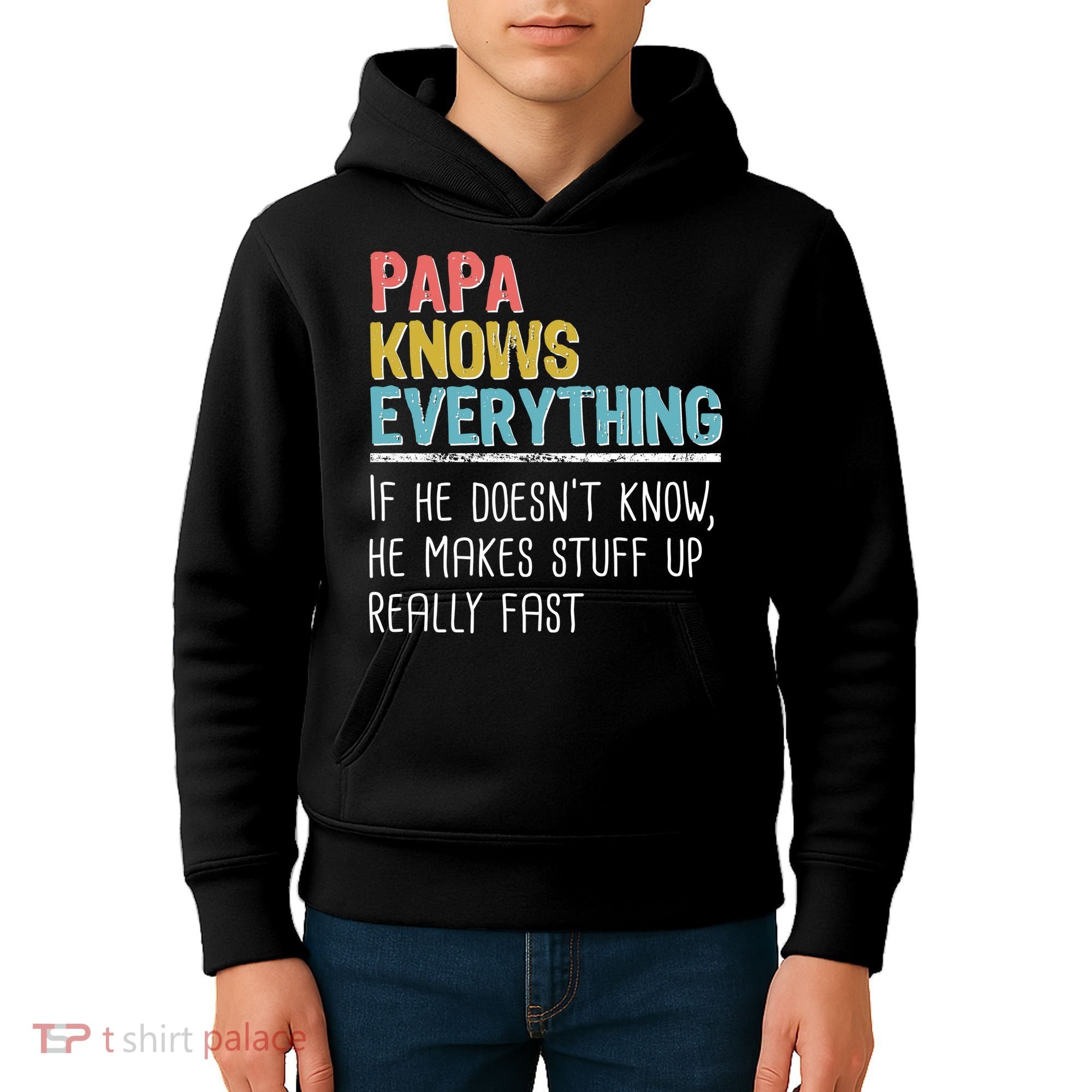 Funny Papa Knows Everything Kids Hoodie