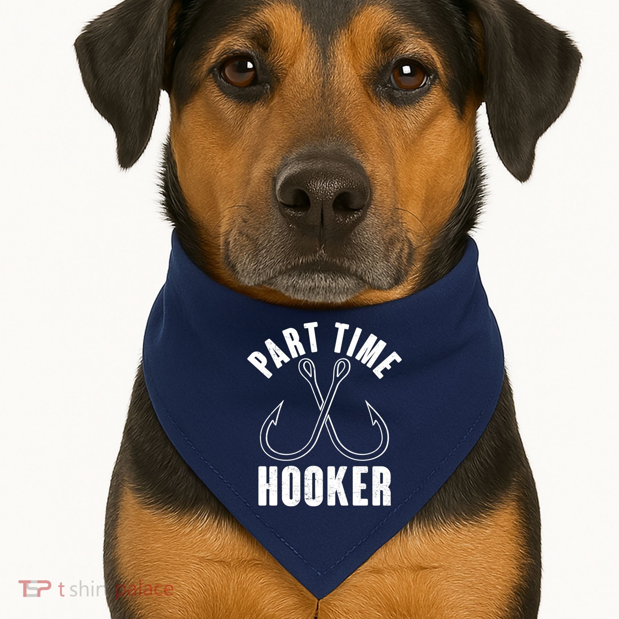 Funny Part Time Hooker Fishing Fan USA-Made Doggie Bandana