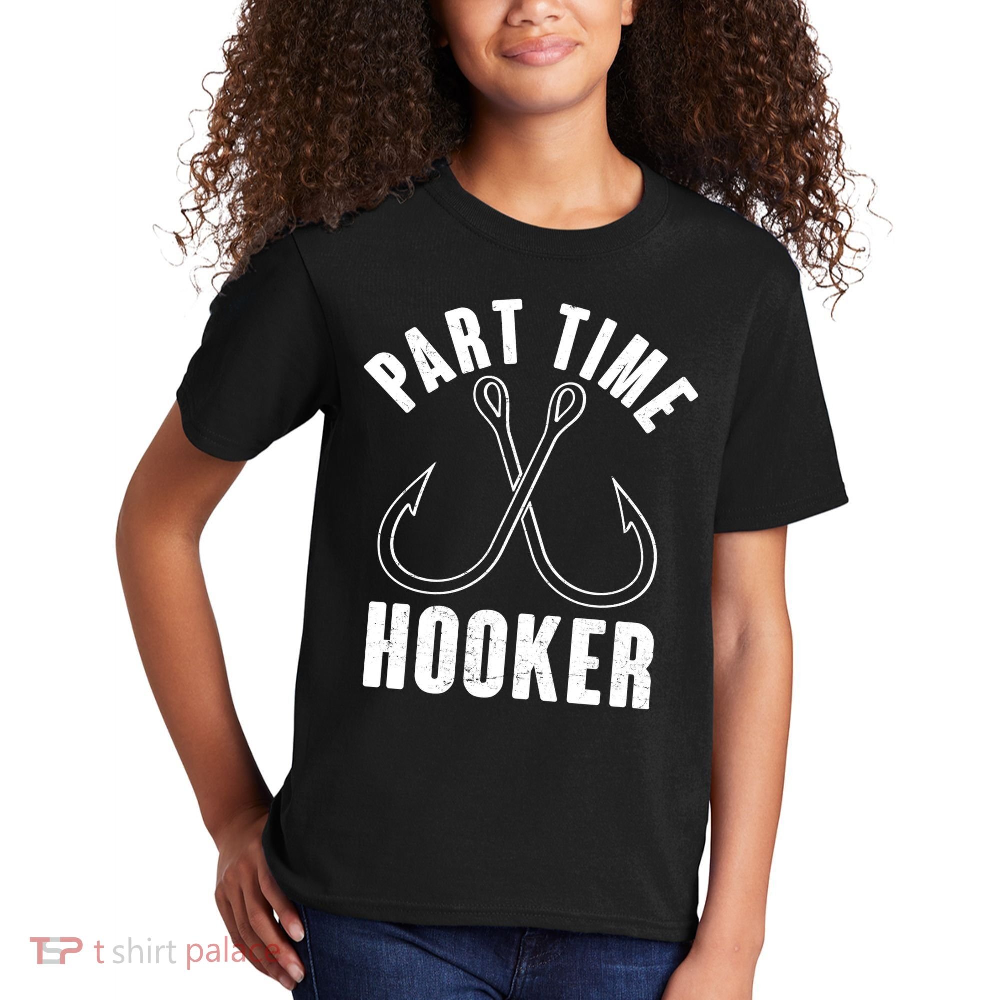 Funny Part Time Hooker Fishing Fan Kids T-Shirt