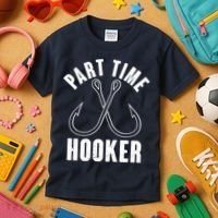 Funny Part Time Hooker Fishing Fan Kids T-Shirt thumb 3