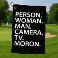 Funny Person Woman Man Camera TV Moron Golf Towel thumb 1