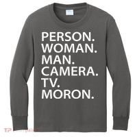 Funny Person Woman Man Camera TV Moron Kids Long Sleeve Shirt thumb 0