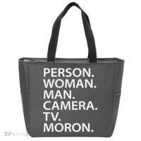 Funny Person Woman Man Camera TV Moron Tote Bag thumb 0