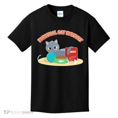 Funny Personal Cat Servant Kids T-Shirt