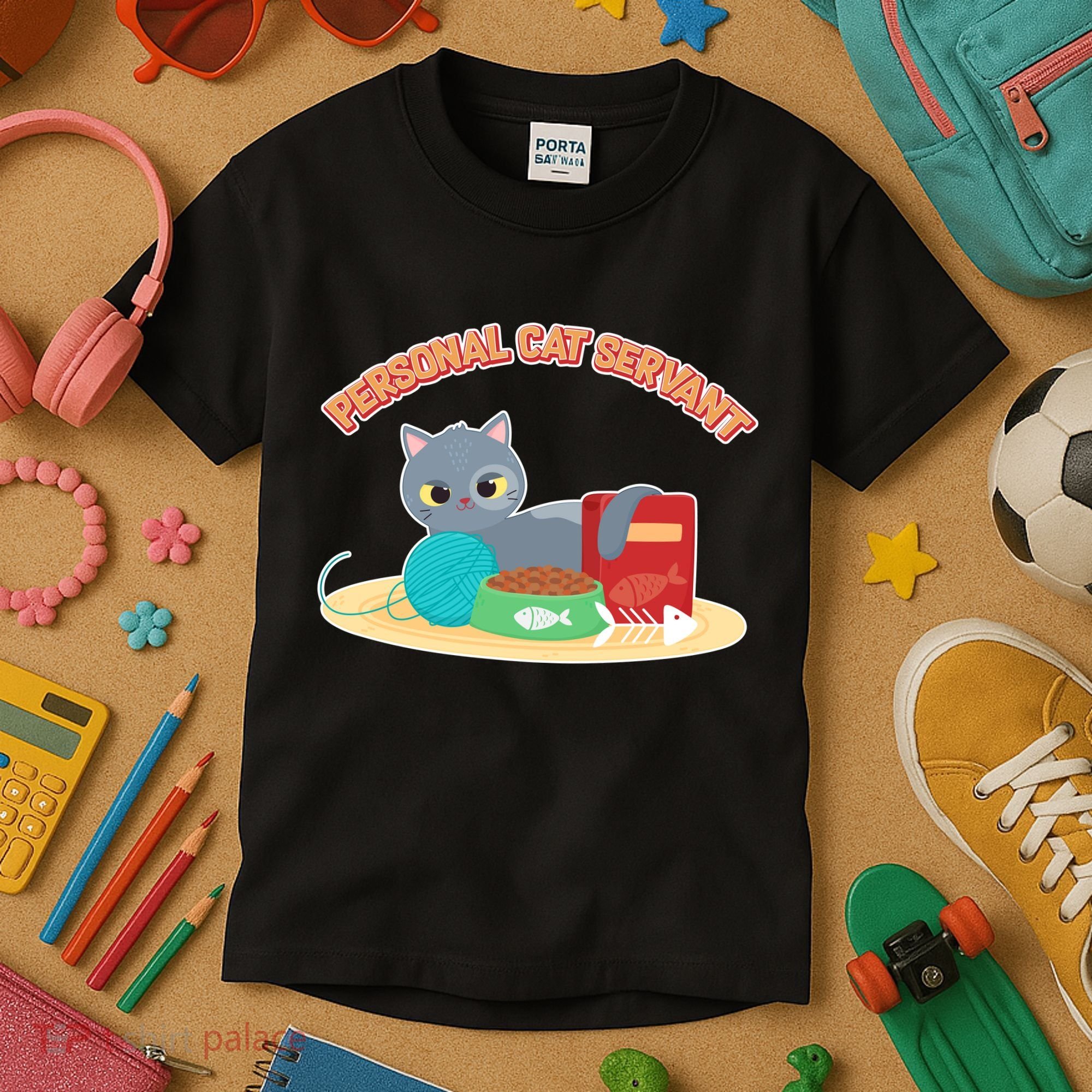 Funny Personal Cat Servant Kids T-Shirt