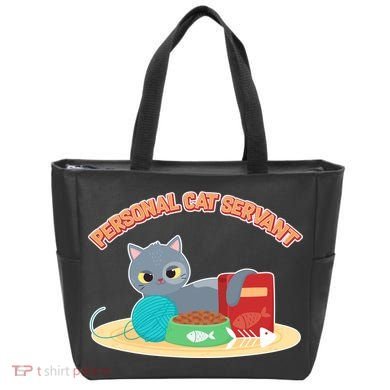 Funny Personal Cat Servant Tote Bag