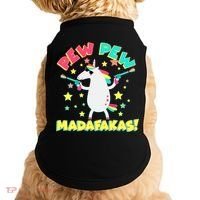 Funny Pew Pew Madafakas Unicorn Doggie Tank thumb 0