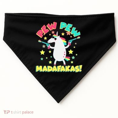 Funny Pew Pew Madafakas Unicorn USA-Made Doggie Bandana