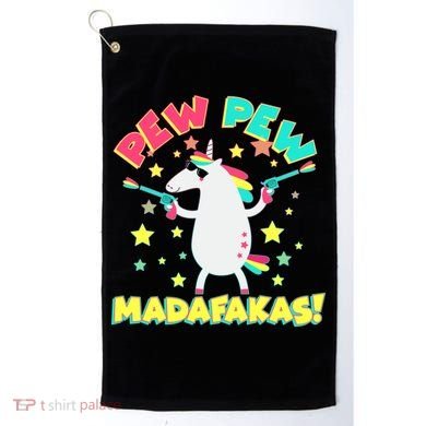 Funny Pew Pew Madafakas Unicorn Golf Towel
