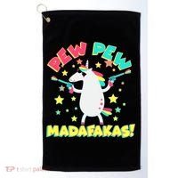Funny Pew Pew Madafakas Unicorn Golf Towel thumb 0