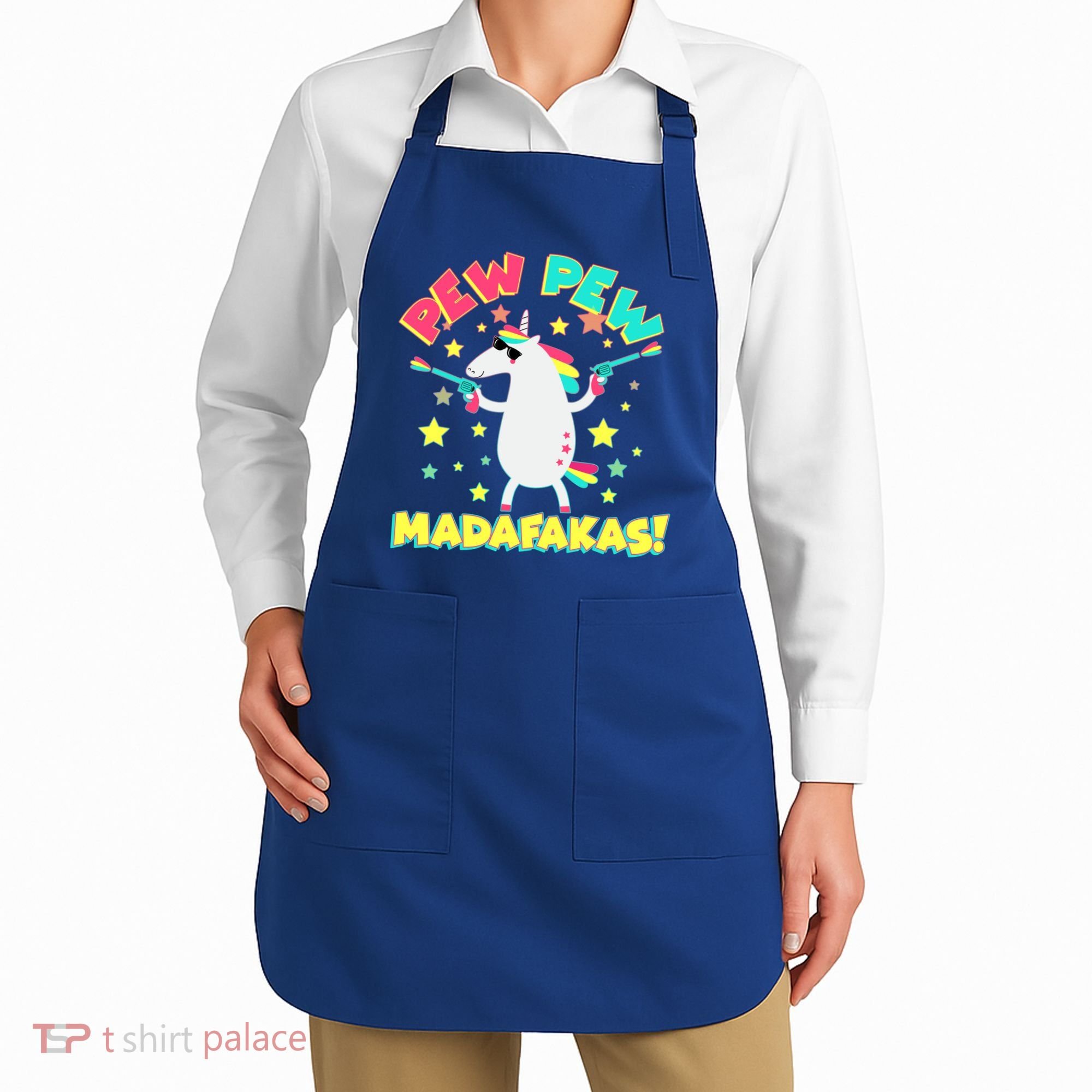 Funny Pew Pew Madafakas Unicorn Apron