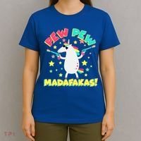 Funny Pew Pew Madafakas Unicorn T-Shirt thumb 4