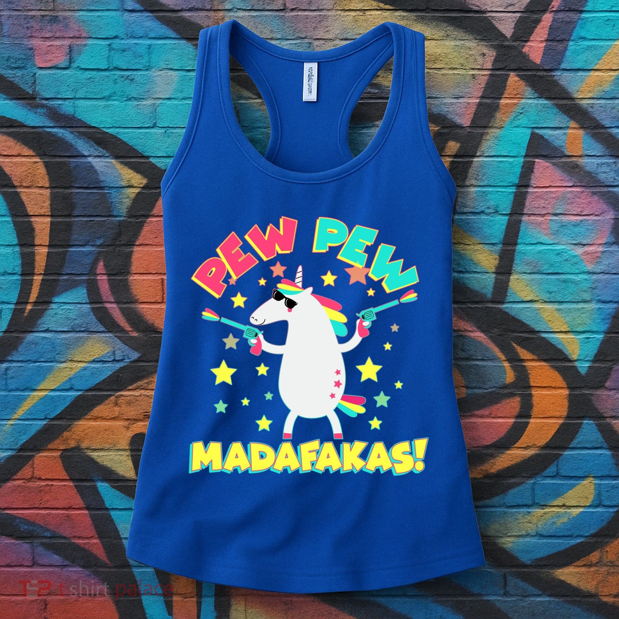 Funny Pew Pew Madafakas Unicorn Women's Tank Top