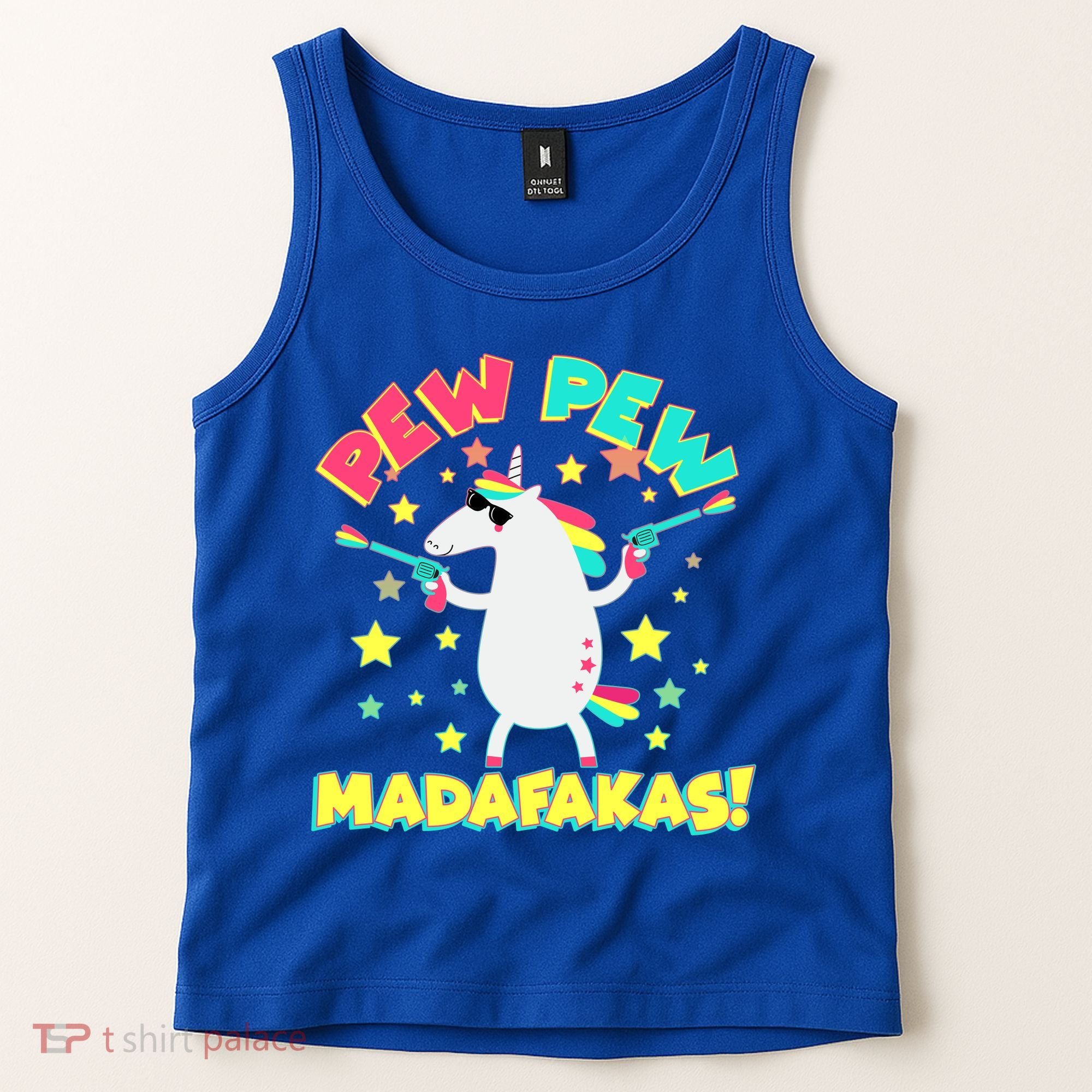 Funny Pew Pew Madafakas Unicorn Tank Top