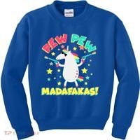 Funny Pew Pew Madafakas Unicorn Kids Sweatshirt thumb 0