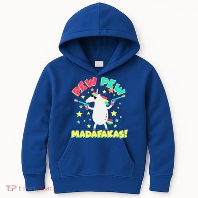 Funny Pew Pew Madafakas Unicorn Kids Hoodie