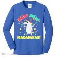 Funny Pew Pew Madafakas Unicorn Kids Long Sleeve Shirt thumb 0