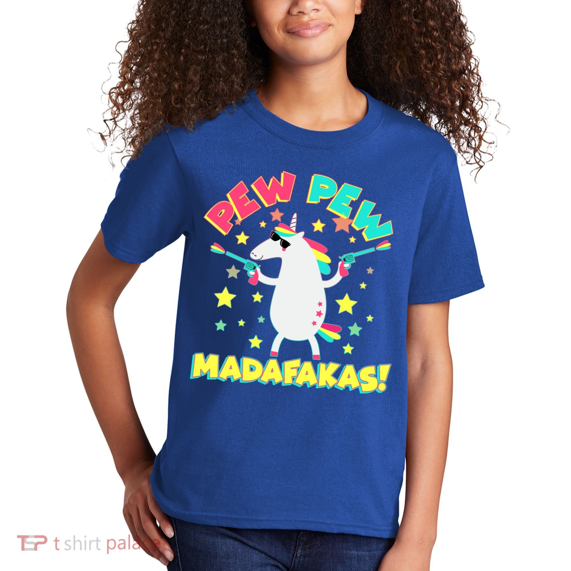 Funny Pew Pew Madafakas Unicorn Kids T-Shirt