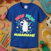 Funny Pew Pew Madafakas Unicorn Kids T-Shirt thumb 3