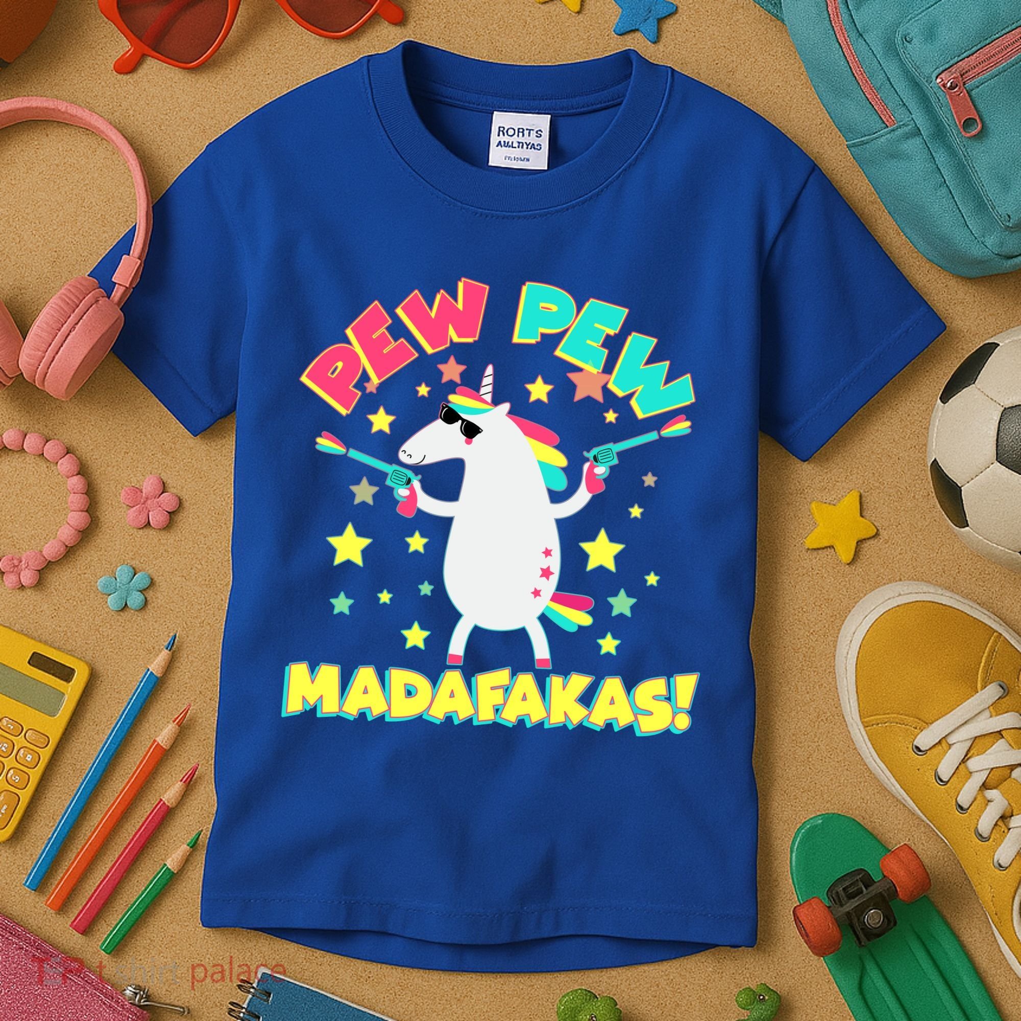 Funny Pew Pew Madafakas Unicorn Kids T-Shirt