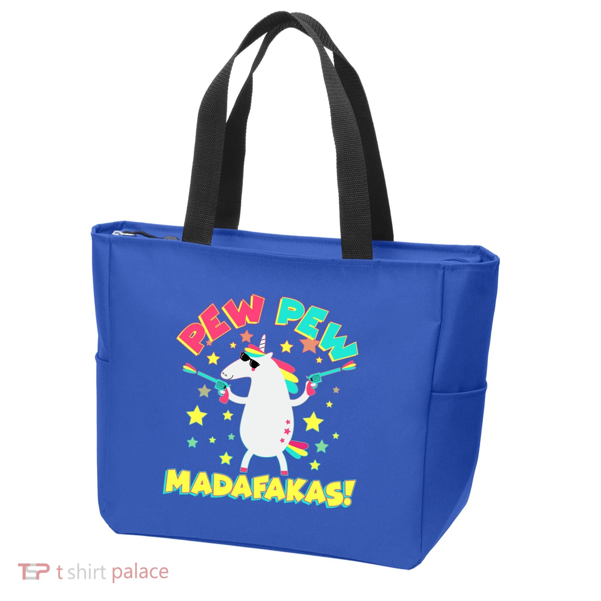 Funny Pew Pew Madafakas Unicorn Tote Bag