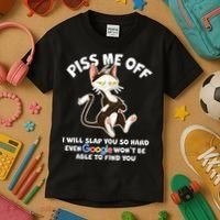 Funny Piss Me Off Cat Meme Kids T-Shirt thumb 3
