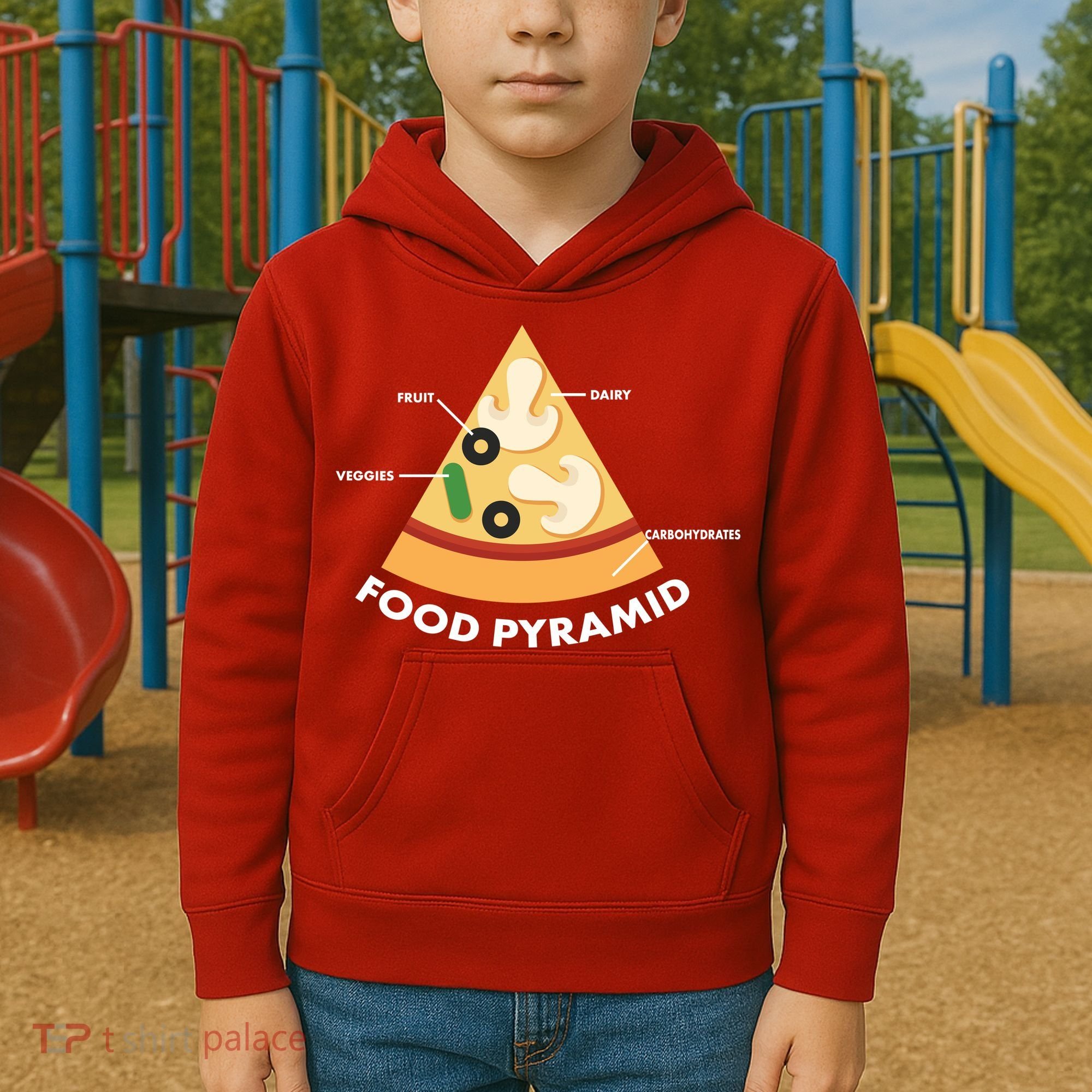 Funny Pizza Food Pyramid Kids Hoodie