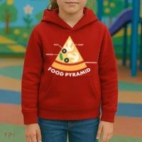 Funny Pizza Food Pyramid Kids Hoodie thumb 3