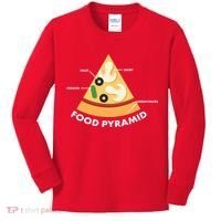 Funny Pizza Food Pyramid Kids Long Sleeve Shirt thumb 0
