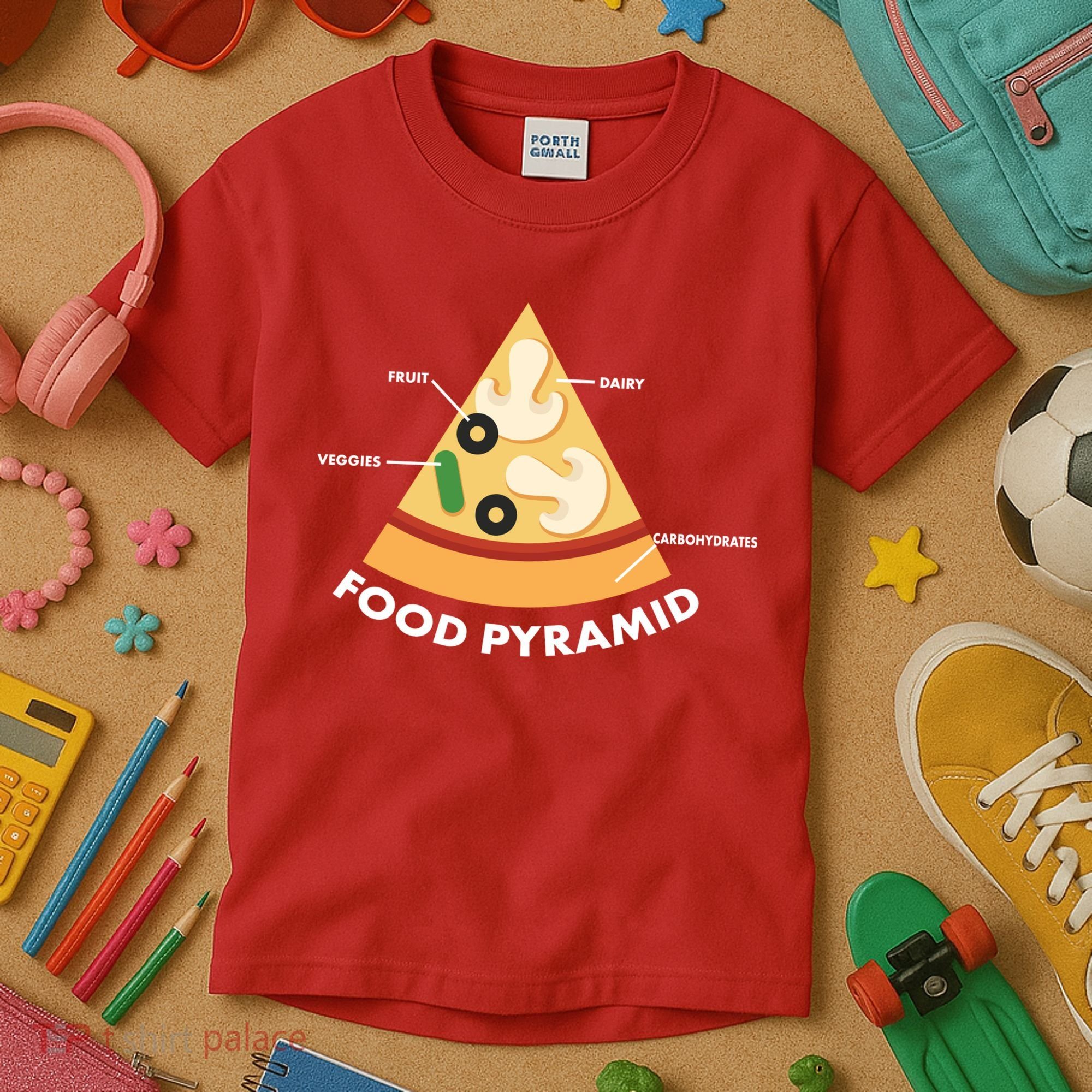 Funny Pizza Food Pyramid Kids T-Shirt