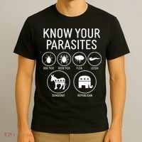 Funny Political Meme Know Your Parasites T-Shirt thumb 3