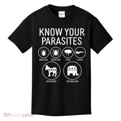 Funny Political Meme Know Your Parasites Kids T-Shirt