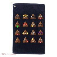 Funny Poop Emoji's Smiley Golf Towel thumb 0
