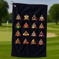 Funny Poop Emoji's Smiley Golf Towel thumb 1
