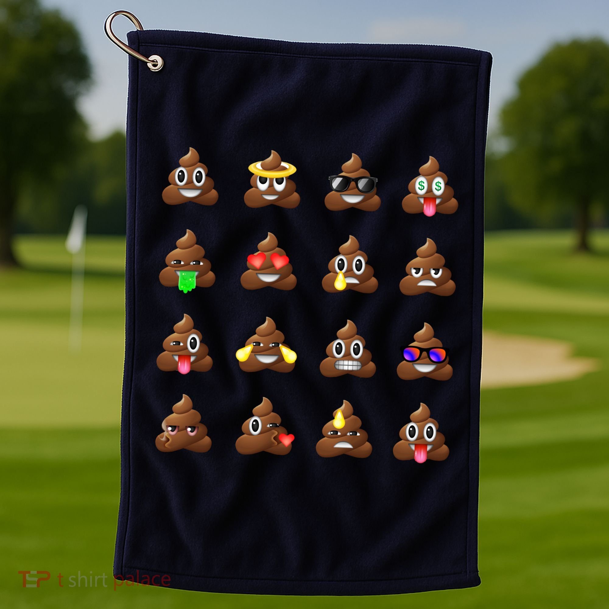 Funny Poop Emoji's Smiley Golf Towel