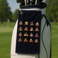 Funny Poop Emoji's Smiley Golf Towel thumb 2