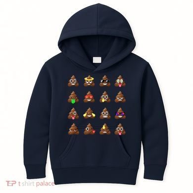Funny Poop Emoji's Smiley Kids Hoodie