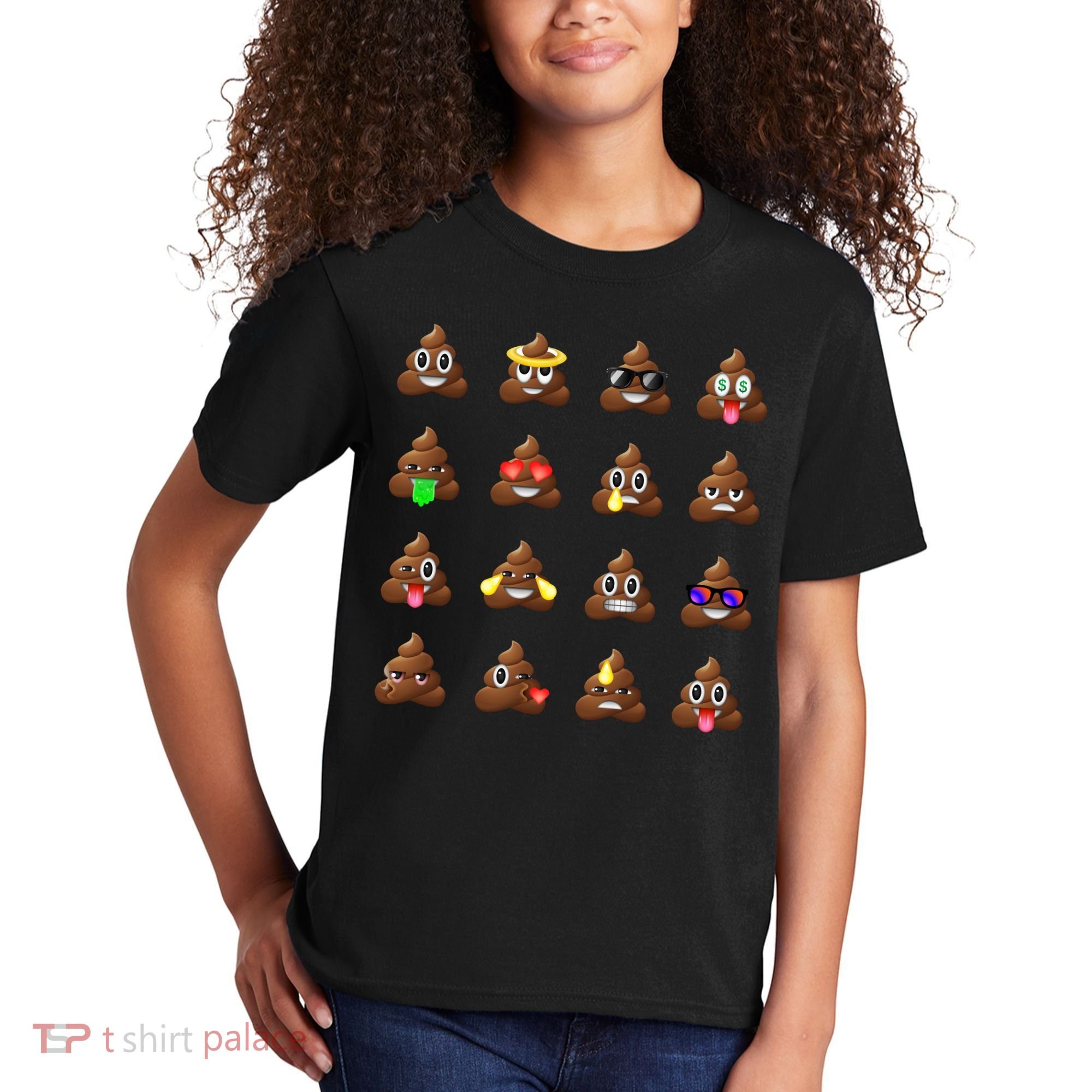 Funny Poop Emoji's Smiley Kids T-Shirt