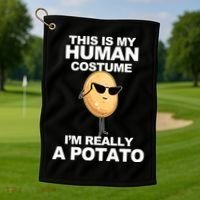 Funny Potato This Is My Human Costume  Golf Towel thumb 1