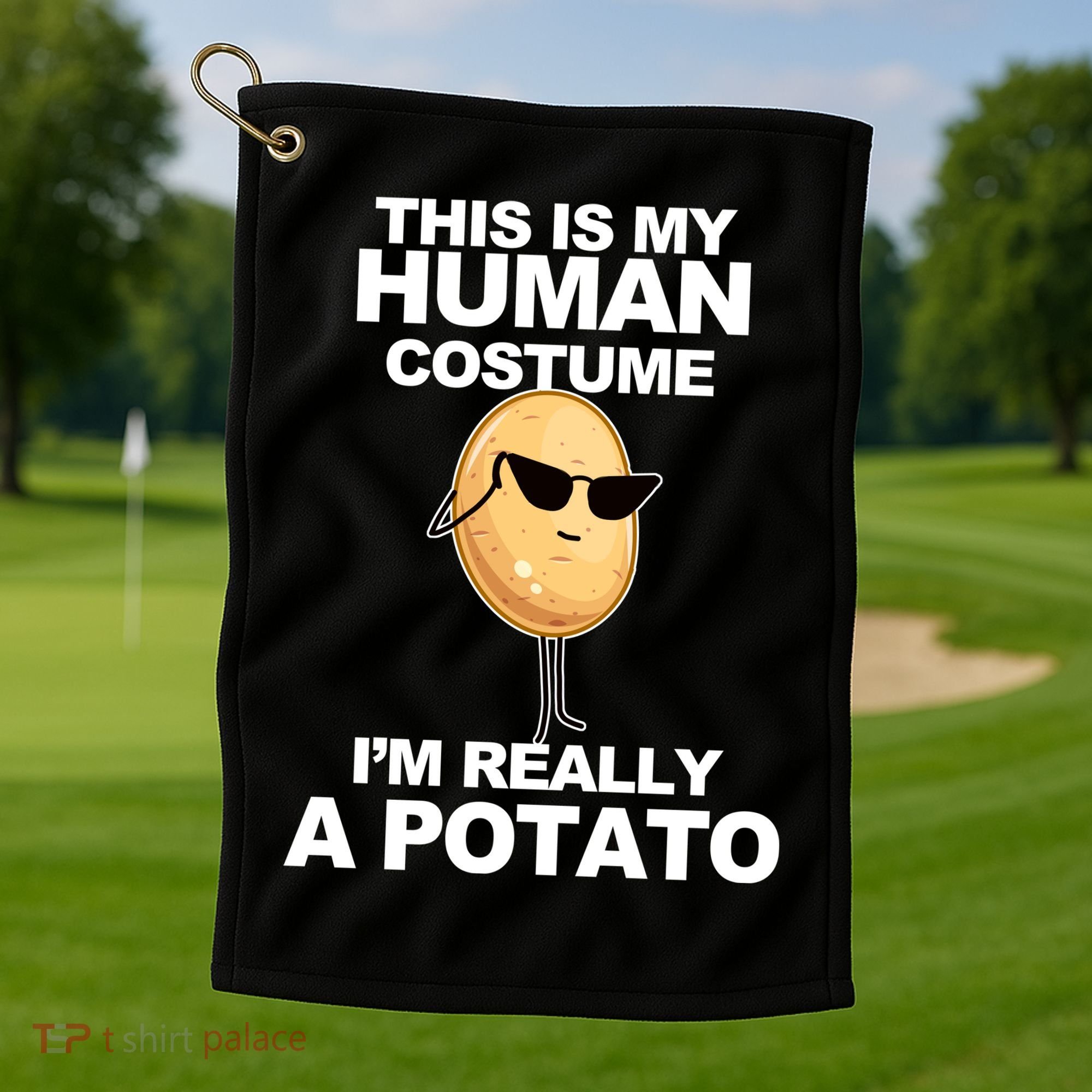Funny Potato This Is My Human Costume  Golf Towel