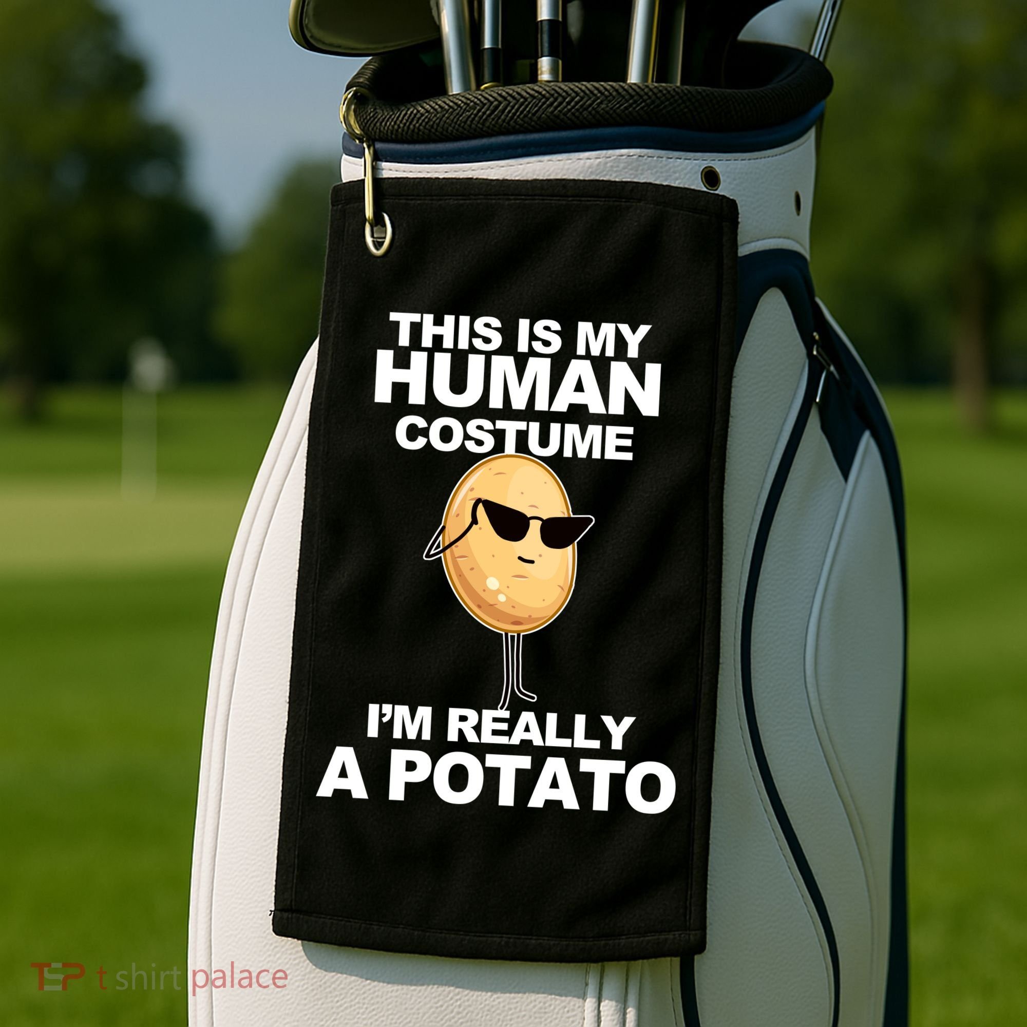 Funny Potato This Is My Human Costume  Golf Towel