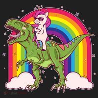 Funny Rainbow Unicorn Riding T-Rex Dinosaur Women's Sweatshirt thumb 2