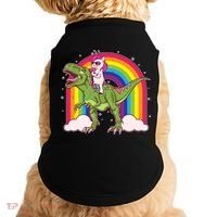 Funny Rainbow Unicorn Riding T-Rex Dinosaur Doggie Tank thumb 0