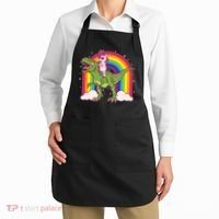 Funny Rainbow Unicorn Riding T-Rex Dinosaur Apron thumb 2