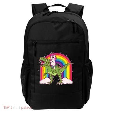 Funny Rainbow Unicorn Riding T-Rex Dinosaur Backpack