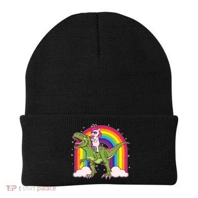Funny Rainbow Unicorn Riding T-Rex Dinosaur Beanie